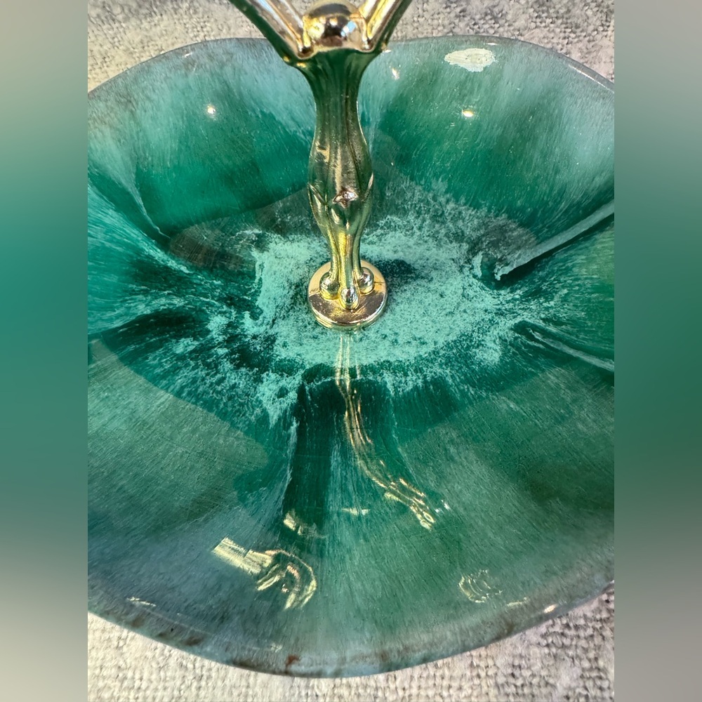 Vintage Blue Mountain Pottery Candy Serving Dish Blue/Green Drip Glaze - Picture 5 of 13